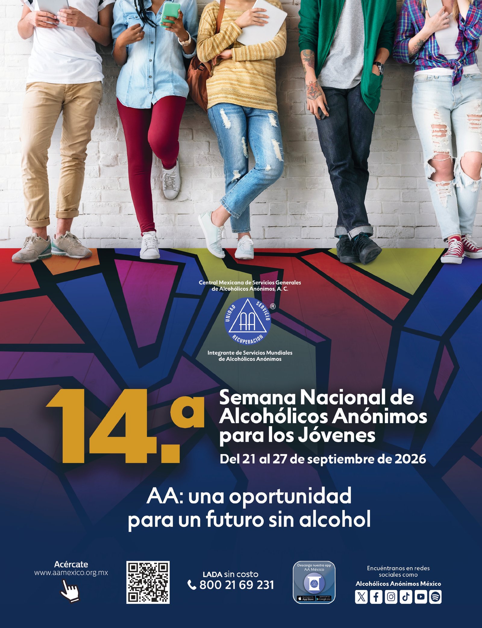 Flyer 14 va Semana Nacional de Alcohólicos Anónimos para los Jóvenes